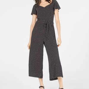 Monteau Polka-Dot Cropped Jumpsuit in size S